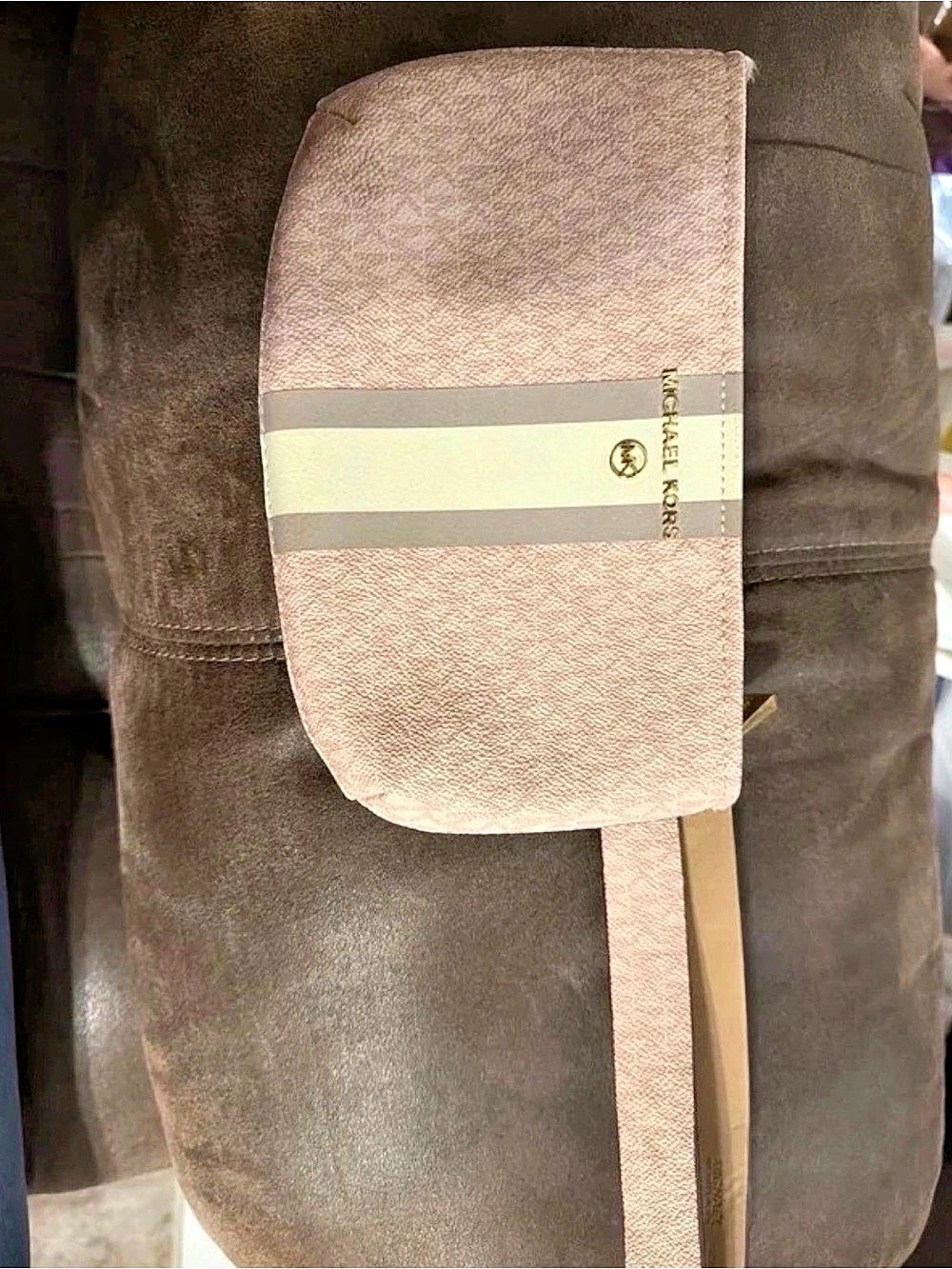 Michael Kors Monogram Crossbody Bag in Pink & Brown